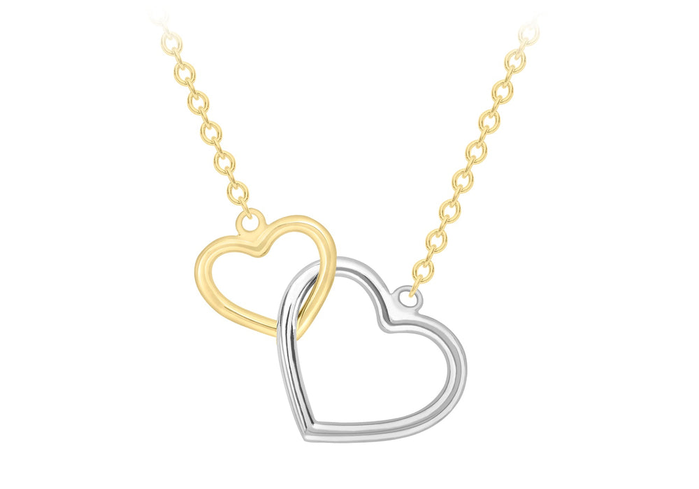 9ct 2-Colour Gold Interloked Hearts Necklace