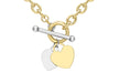 9ct 2-Colour Gold Heart Charm T-Bar Oval Belcher  Chain Necklace  41m/16"9