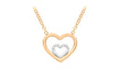 9ct 2-Tone Gold Double-Heart Adjustable Necklace  41m/16"-43m/17"9