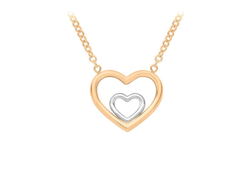 9ct 2-Tone Gold Double-Heart Adjustable Necklace  41m/16"-43m/17"9