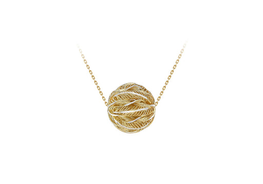 9ct 2-Tone Gold Diamond Cut Lace Style 14.5mm x 15mm Ball Adjustable Necklace  41m/16"-44.5m/17.5"9