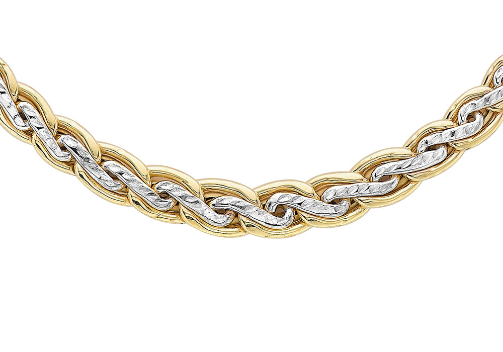 9ct 2-Tone Gold Diamond Cut Graduated Spiga Chain 43m/17"9