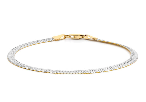 9ct 2-Colour Gold Textured Bracelet 19m/7.5"9