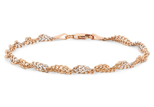 9ct 2-Colour Gold Twist Curb Bracelet 19m/7.5"9