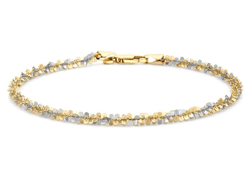 9ct 2-Colour Gold Twist Chain Bracelet 18m/7"9