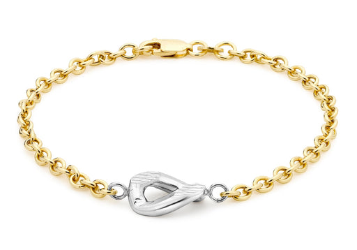 9ct 2-Colour Gold Diamond Cut Wave Link Belcher  Bracelet 19m/7.5"9