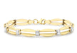 9ct 2-Colour Gold Diamond Cut Oval Bar Link Bracelet 19m/7.5"9