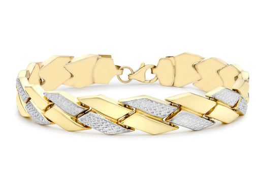 9ct 2-Colour Gold Diamond Cut hevron Bracelet 19m/7.5"9
