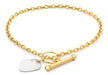 9ct 2-Colour Gold 11.8mm x 13.2mm Heart Charm T-Bar Bracelet 19m/7.5"9