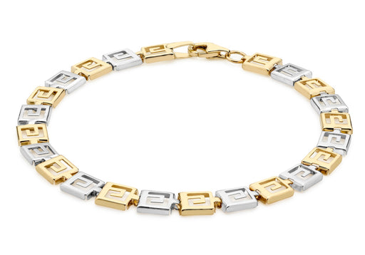 9ct 2-Colour Gold Greian Style Bracelet 19m/7.5"9