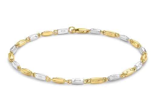 9ct 2-Colour Gold Retangle Link Bracelet 20m/8"9