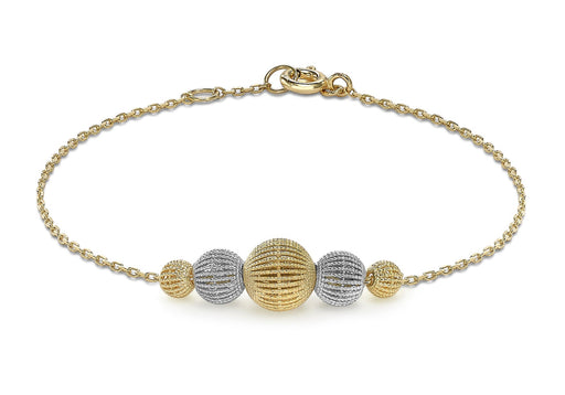 9ct 2-Tone Gold Lace Style Graduated Balls Adjustable Bracelet 18m/7"-19m/7.5"9