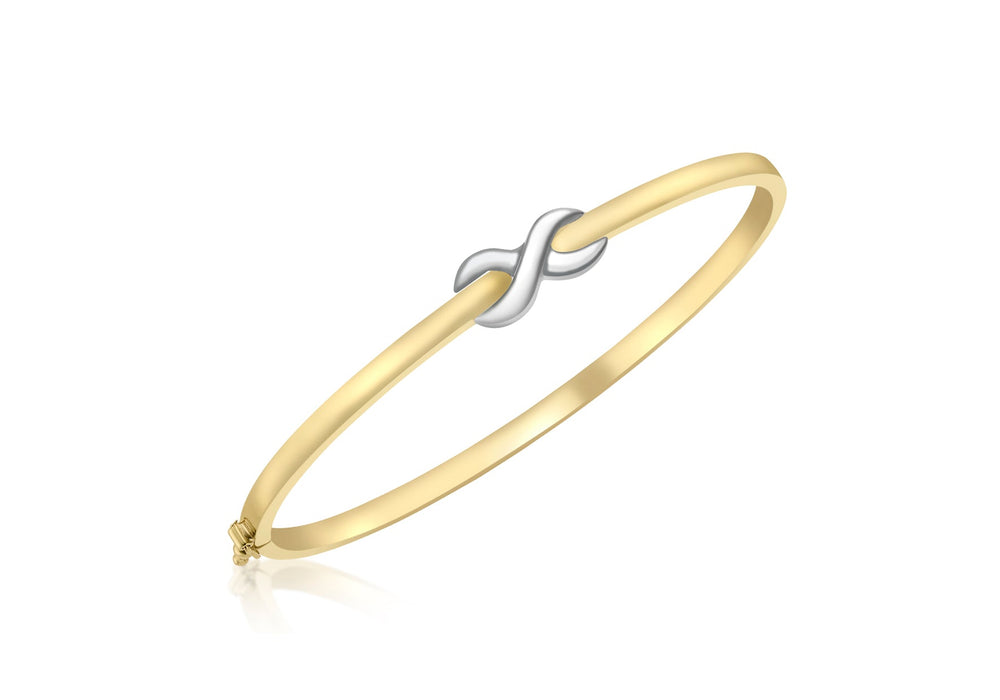 9ct 2-Colour Gold Kiss Band Bangle