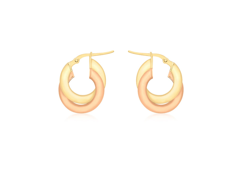 9ct 2-Colour Gold Intertwined Flat Creole Earrings