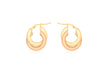 9ct 2-Colour Gold Intertwined Flat Creole Earrings