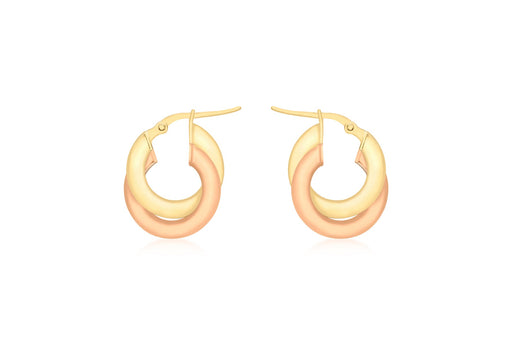 9ct 2-Colour Gold Intertwined Flat Creole Earrings