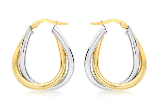 9ct 2-Colour Gold Twined Creole Earrings