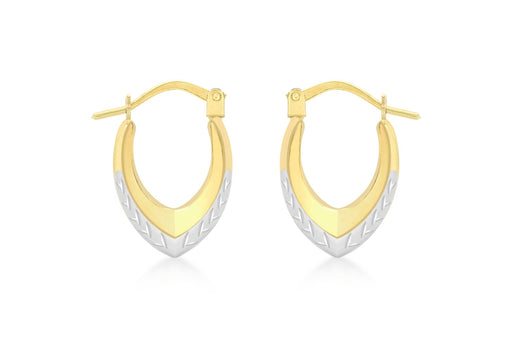 9ct 2-Colour Gold Diamond Cut Creole Earrings