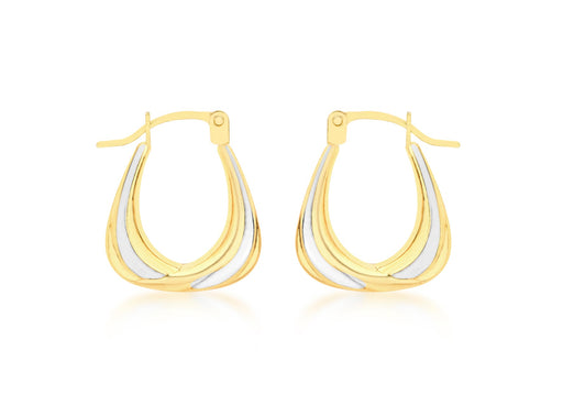9ct 2-Colour Gold 14mm x 16mm Creole Earrings