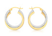 9ct 2-Colour Gold 20mm Diamond Cut Crossover Creole Earrings