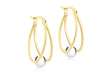 9ct 2-Colour Gold Double Loop and Ball Creole Earrings