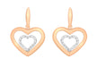 9ct 2-Colour Gold Diamond Cut Double-Heart Drop Earrings