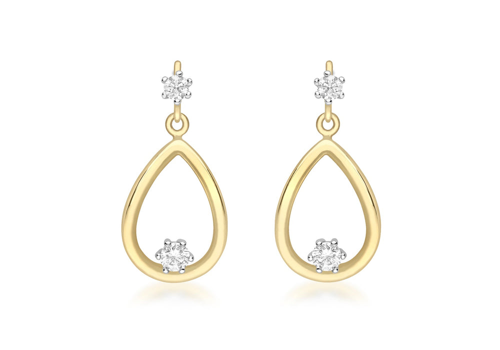 9ct 2-Colour Gold Zirconia  Teardrop Earrings