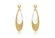 9ct 2-Colour Gold 11.5 x 40mm Oblong Teardrop Fretwork Drop Earrings