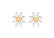 9ct 2-Colour Gold 13mm Daisy Stud Earrings