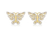 9ct 2-Colour Gold Diamond Cut Butterfly Stud Earrings