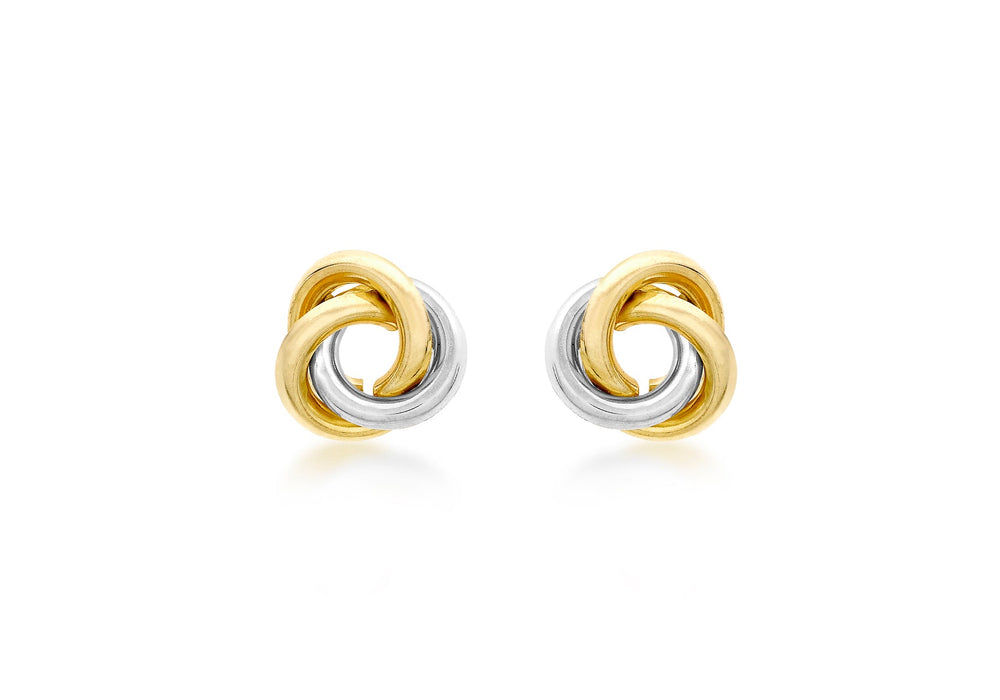 9ct 2-Colour Gold 10mm Knot Stud Earrings