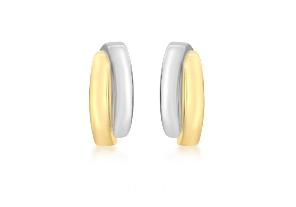 9ct 2-Colour Gold Crossover Stud Earrings