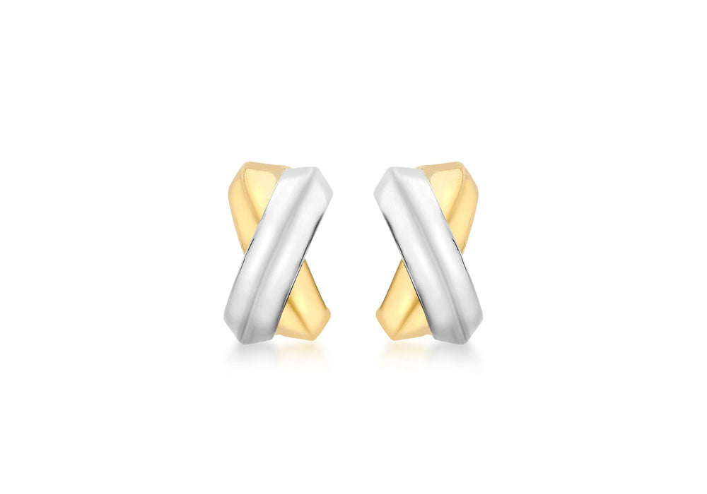 9ct 2-Colour Gold Crossover Kiss Stud Earrings