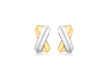 9ct 2-Colour Gold Crossover Kiss Stud Earrings