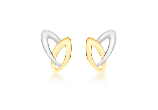 9ct 2-Colour Gold Double Marquise Stud Earrings