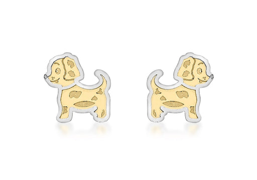 9ct 2-Colour Gold Doggy Stud Earrings