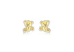 9ct 2-Colour Gold Sitting Teddy Bear Stud Earrings