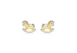 9ct 2-Colour Gold Roking Horse Stud Earrings