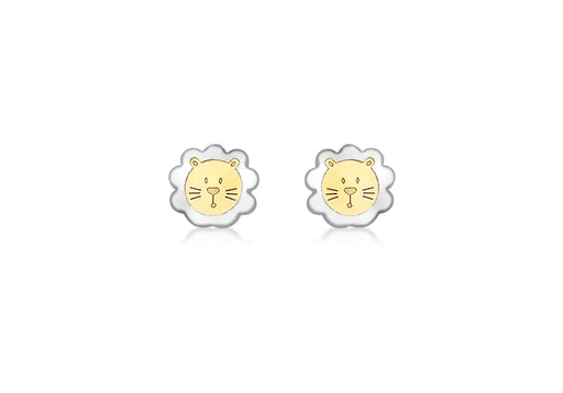 9ct 2-Colour Gold Lion Fae Stud Earrings