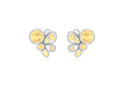 9ct 2-Colour Gold Dragonfly Stud Earrings