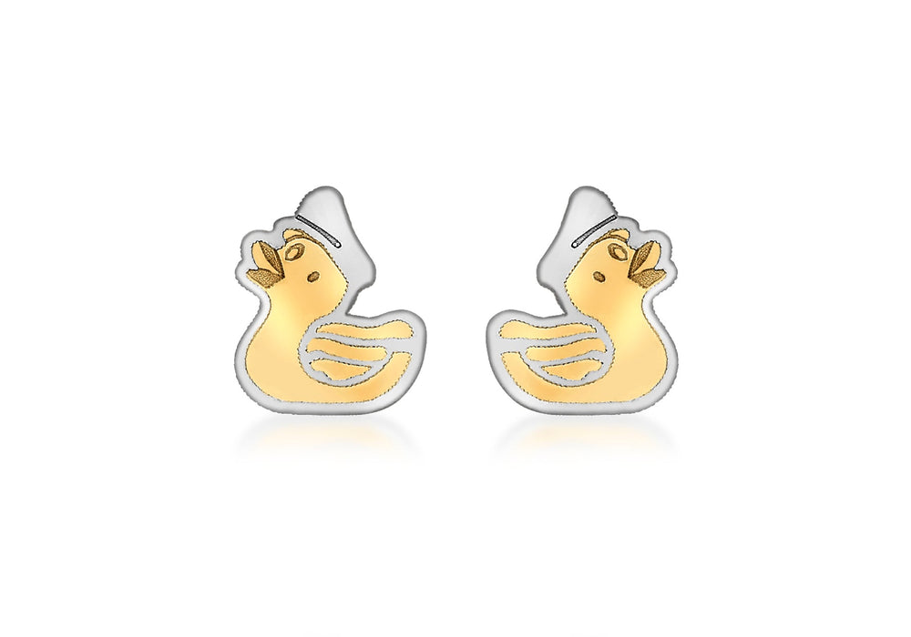 9ct 2-Colour Gold Duk Stud Earrings