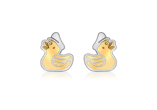 9ct 2-Colour Gold Duk Stud Earrings