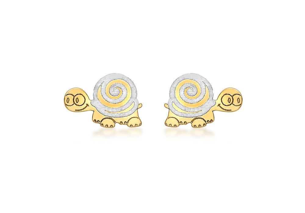 9ct 2-Colour Gold Tortoise Stud Earrings