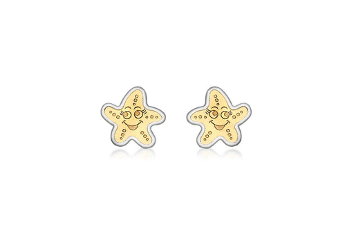 9ct 2-Colour Gold Starfish Stud Earrings