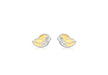 9ct 2-Colour Gold Zirconia  Bird Stud Earrings