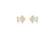 9ct 2-Colour Gold Zirconia  Fish Stud Earrings