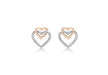 9ct 2-Colour Gold Linked Hearts Stud Earrings