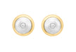 9ct 2-Colour Gold 10mm Disc and Zirconia  Stud Earrings