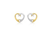 9ct 2-Colour Gold Zirconia  9mm x 8mm Heart Stud Earrings