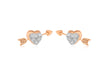 9ct 2-Colour Gold 0.05t Diamond Double-Heart & Arrow Stud Earrings